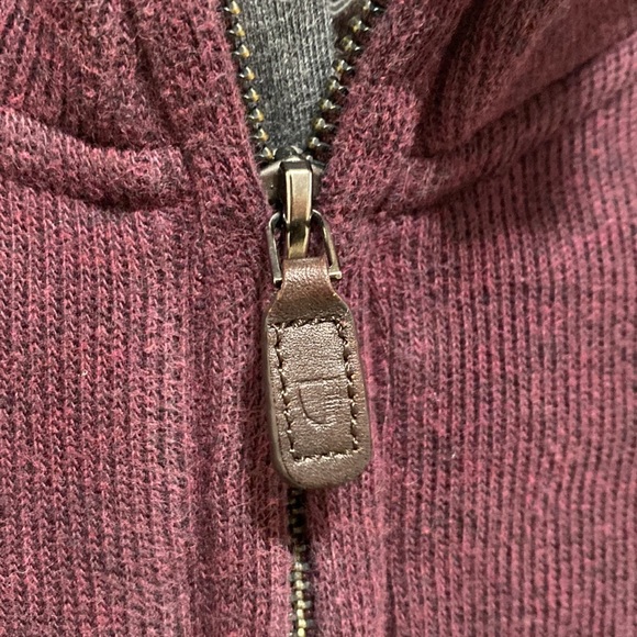 Men’s Quarter Zip Sweater, burgundy/maroon color, Medium - Picture 2 of 7